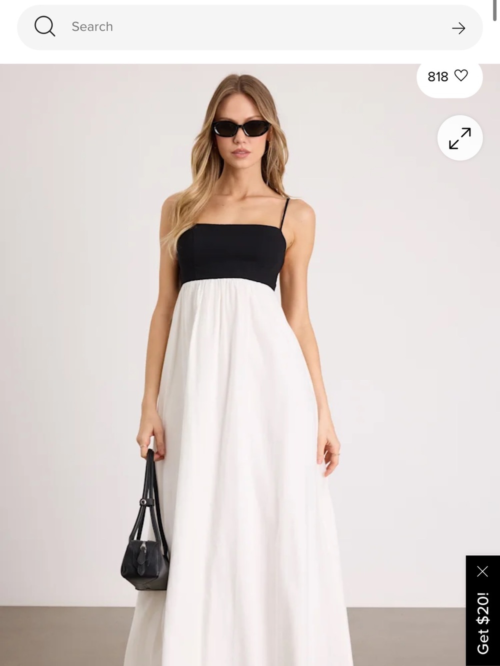 NWT lulus Janie Black and White Color Block Backless Maxi Dress